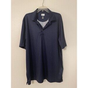 Greg Norman Men XXL Blue White Graphics Polo Performance Play Dry Shark Golfer